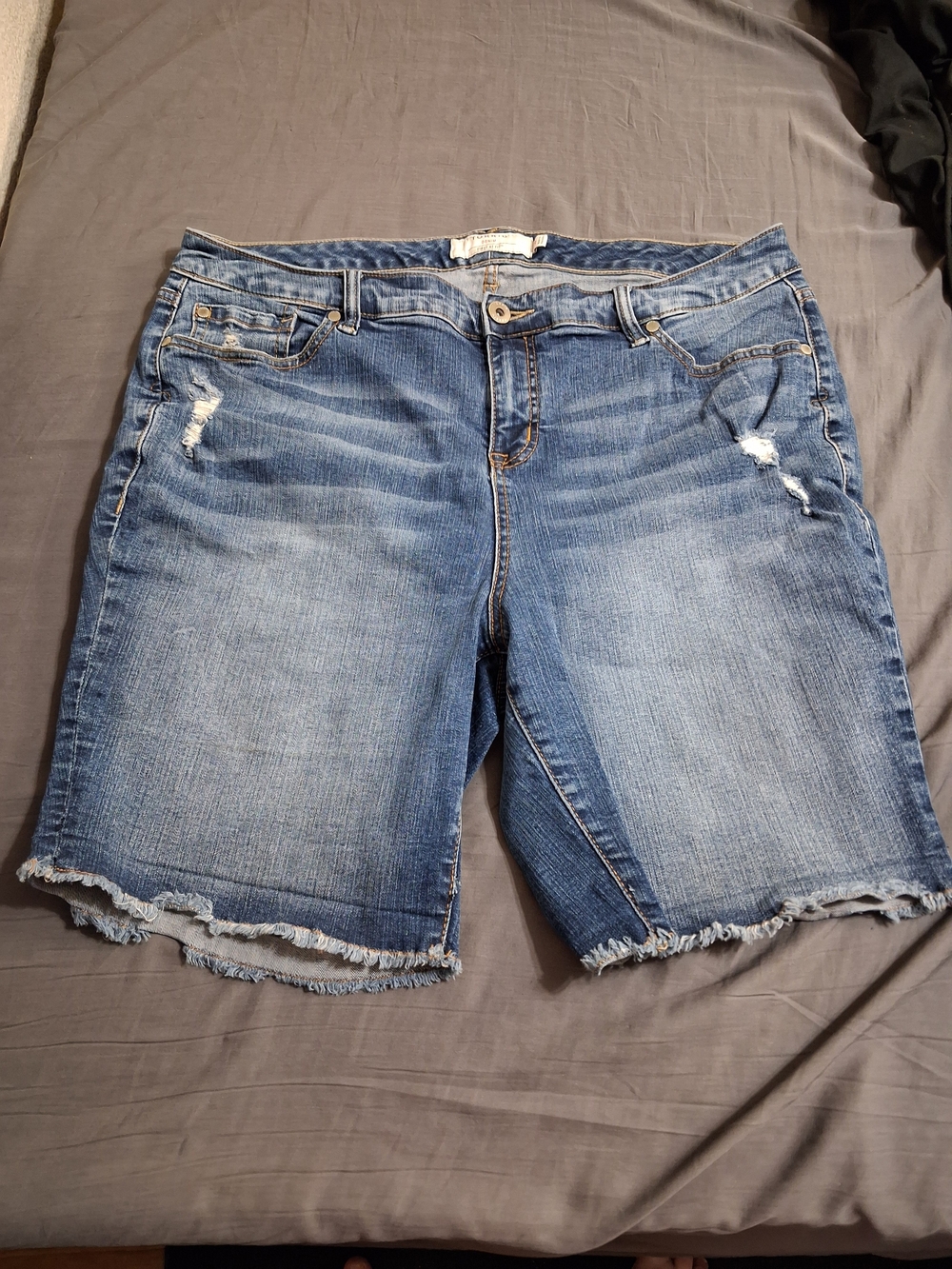 torrid Washed Blue Distressed Denim Bermuda Shorts